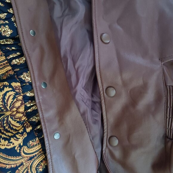 Women's Chocolate Brown Mousse Faux Leather Jacket - Picture 9 of 12